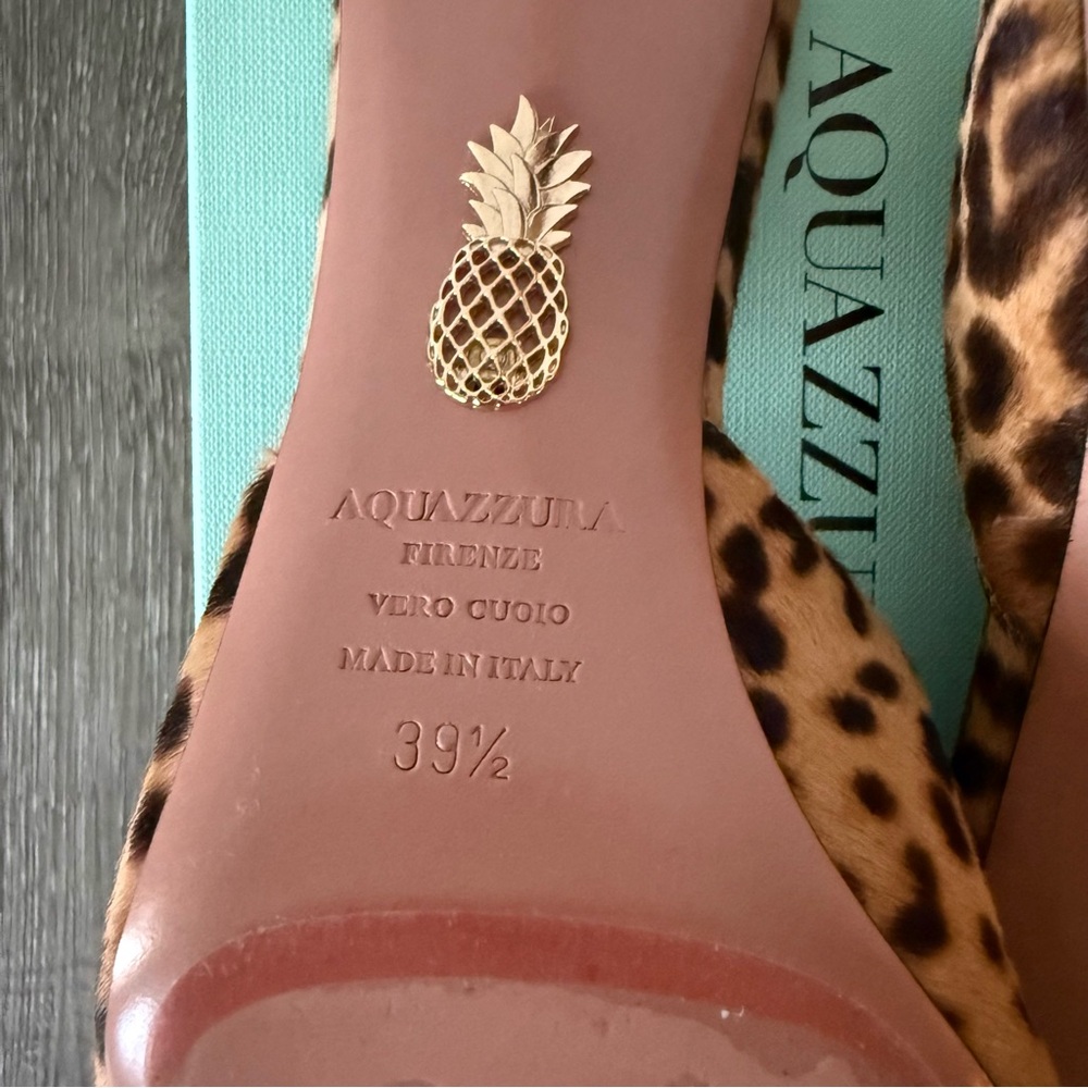 AQUAZZURA Bisous 85 leopard-print calf hair mules - Picture 8 of 9